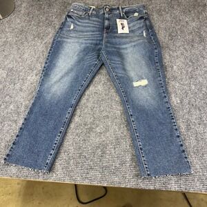 DENIZEN Levi's High Rise Ankle Slim Jeans Distressed Blue Denim Women's 33x26